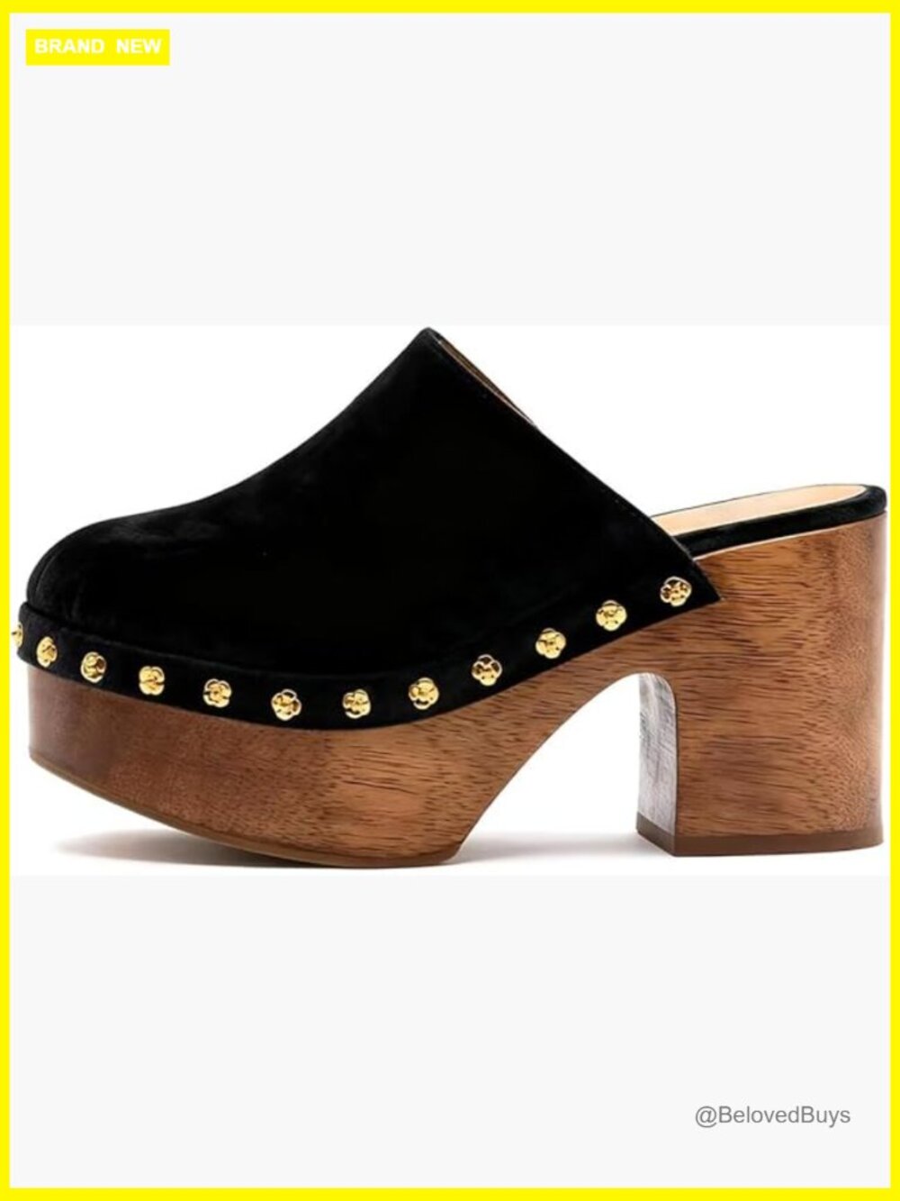 Studded Platform Chunky Heel Mules Clogs Slip-On Round Toe Sandals Summer
